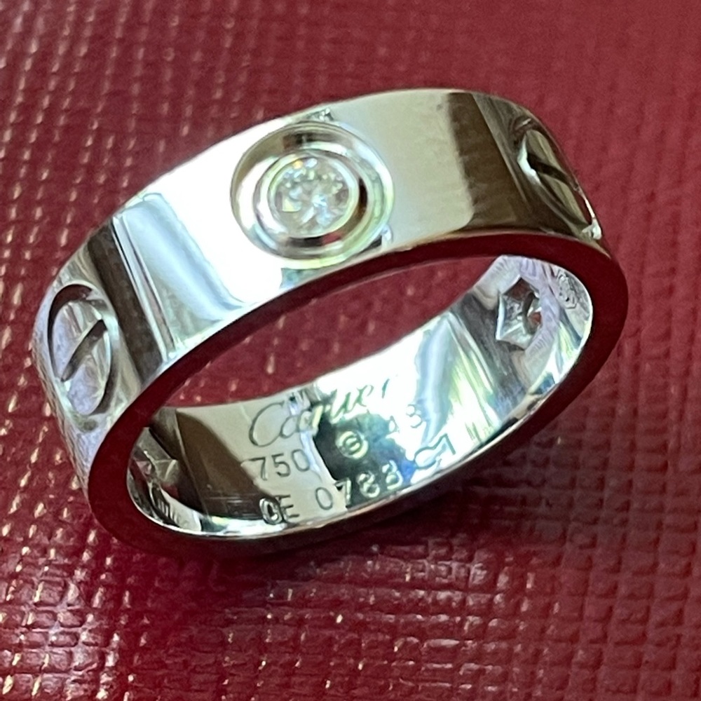 Cartier 3 Diamond White Gold Love Ring